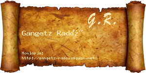Gangetz Radó névjegykártya